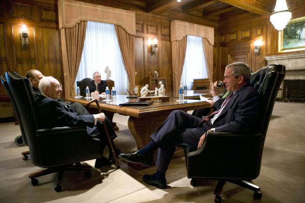 image: Bush Jr. meeting with Mormon church officials