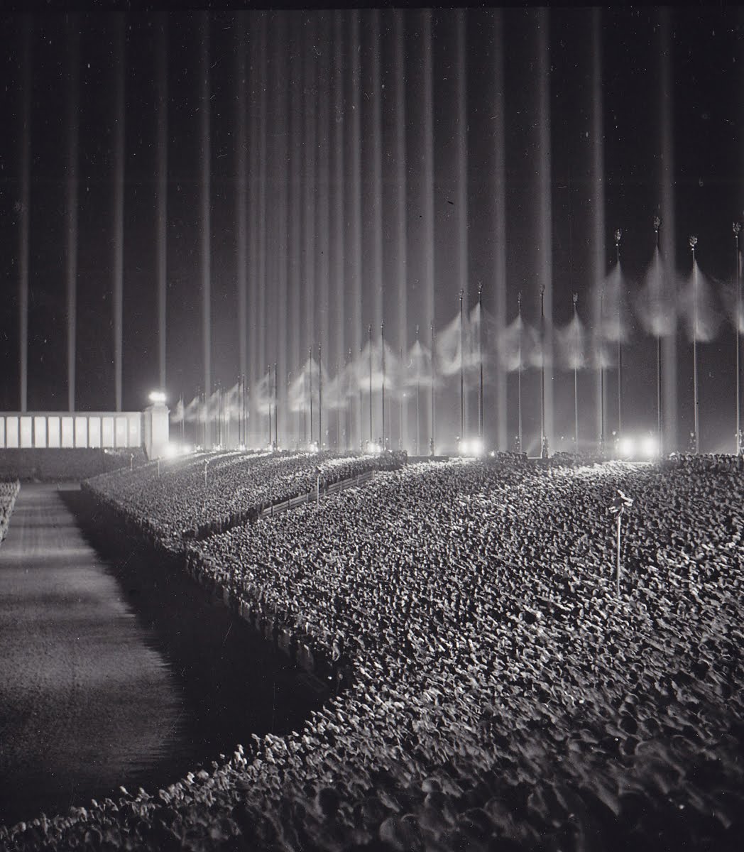 Nazi rally in the Cathedral of Light, c. 1937