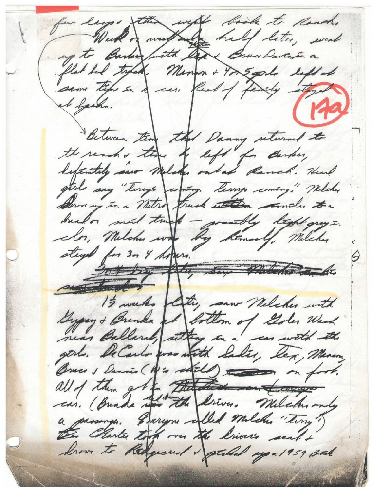 Bugliosi note regarding Terry Melcher